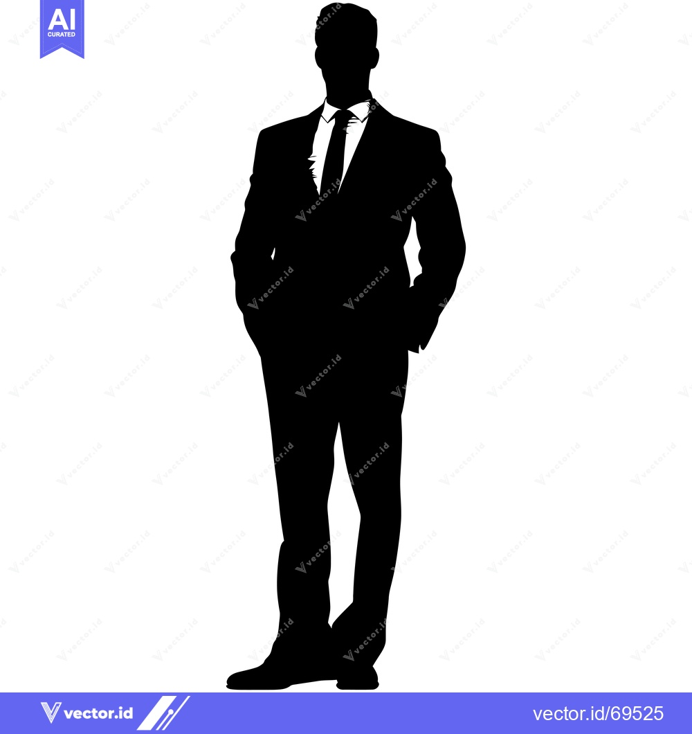 Premium Vector dari Silhouette of a Man in a Suit with Hands in Pockets