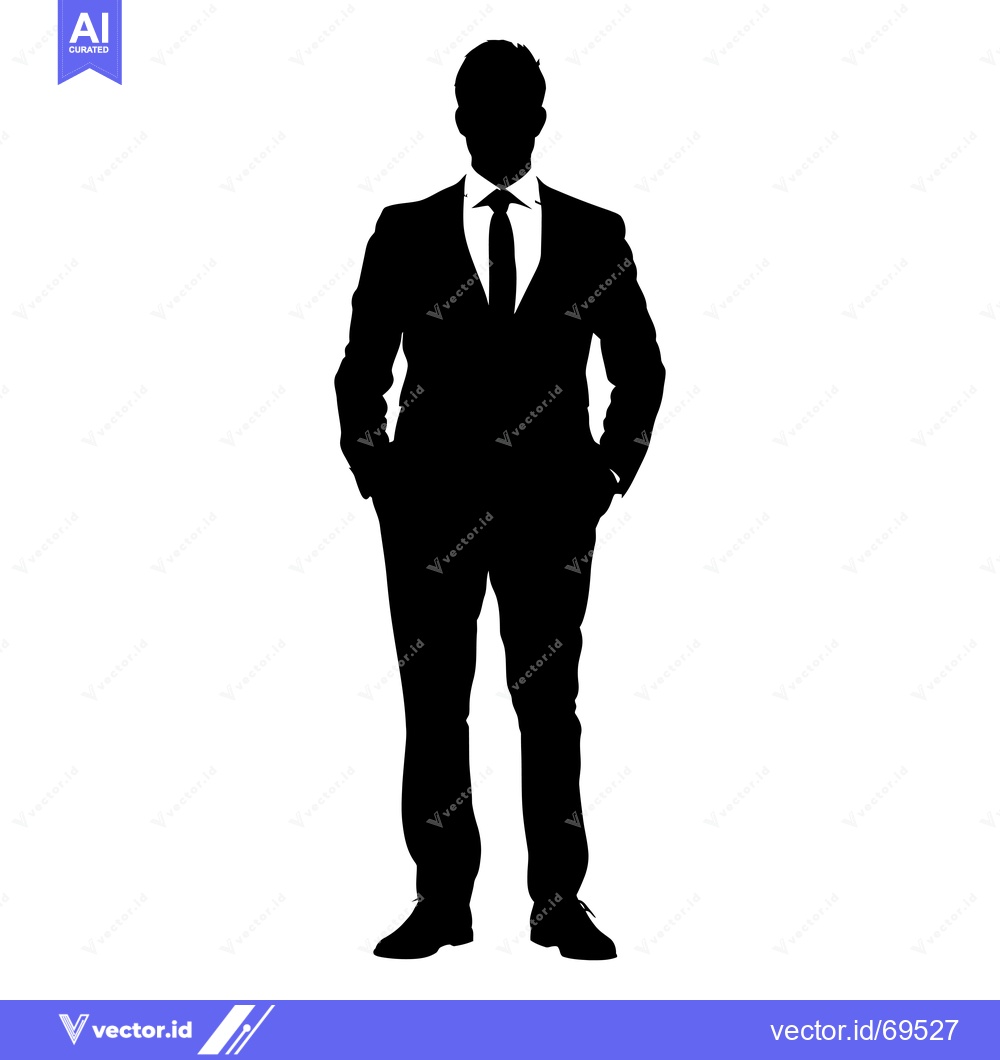 Premium Vector dari Silhouette of a Man in a Suit with Hands in Pockets