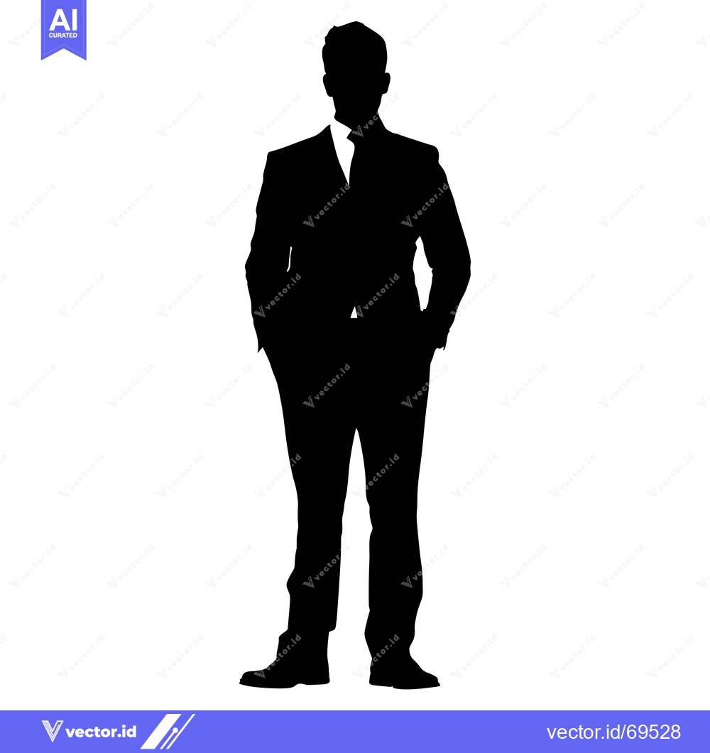 Premium Vector of Silhouette of a man in a suit with his hands in his pockets