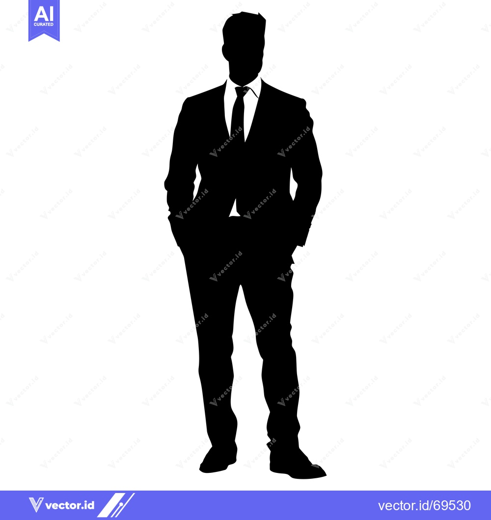 Premium Vector dari Silhouette of a man in a suit with his hands in his pockets