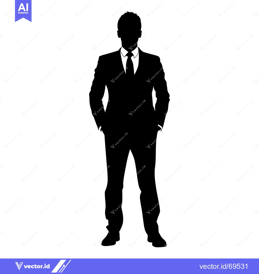 Premium Vector dari Silhouette of a Man in a Suit with Hands in Pockets