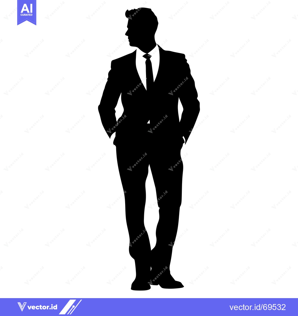 Premium Vector of Silhouette of a Man in a Suit with His Hands in His Pockets