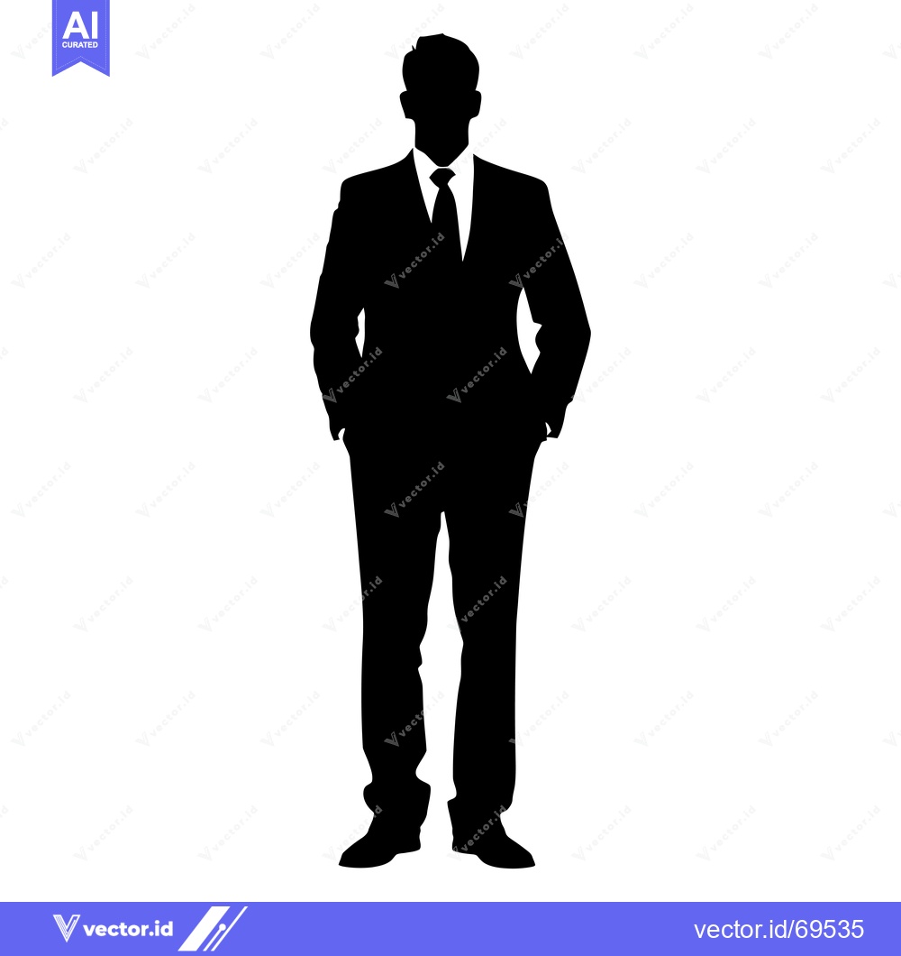 Premium Vector of Silhouette of a Man in a Suit with Hands in Pockets