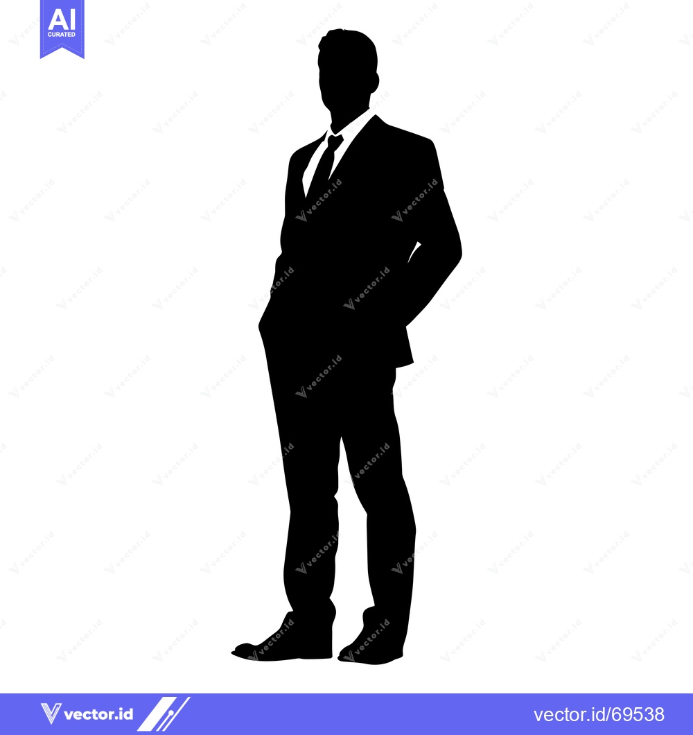 Premium Vector dari Silhouette of a man in a suit with hands in pockets