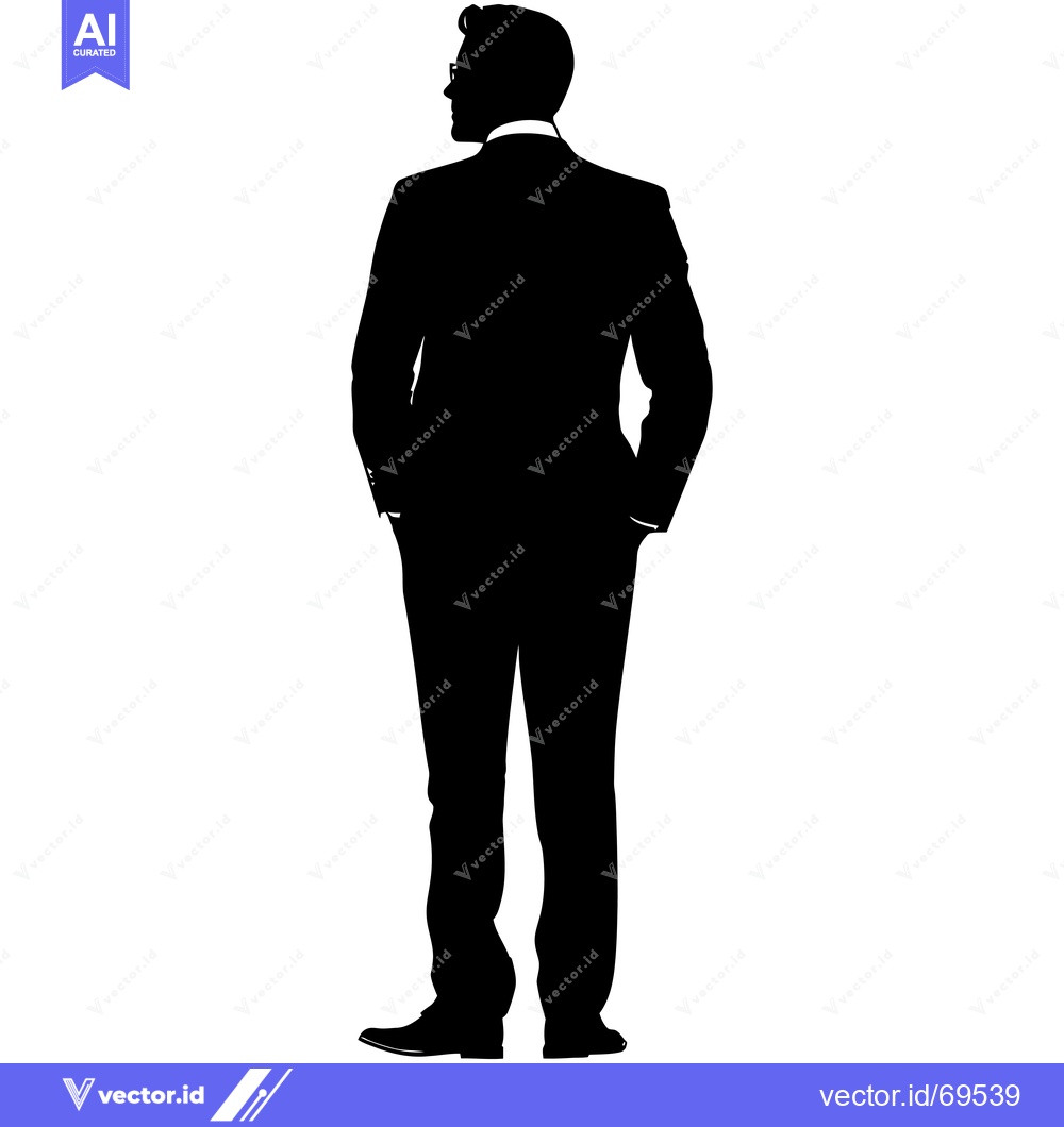 Premium Vector of Silhouette of a Man in a Suit Standing with Hands in Pockets