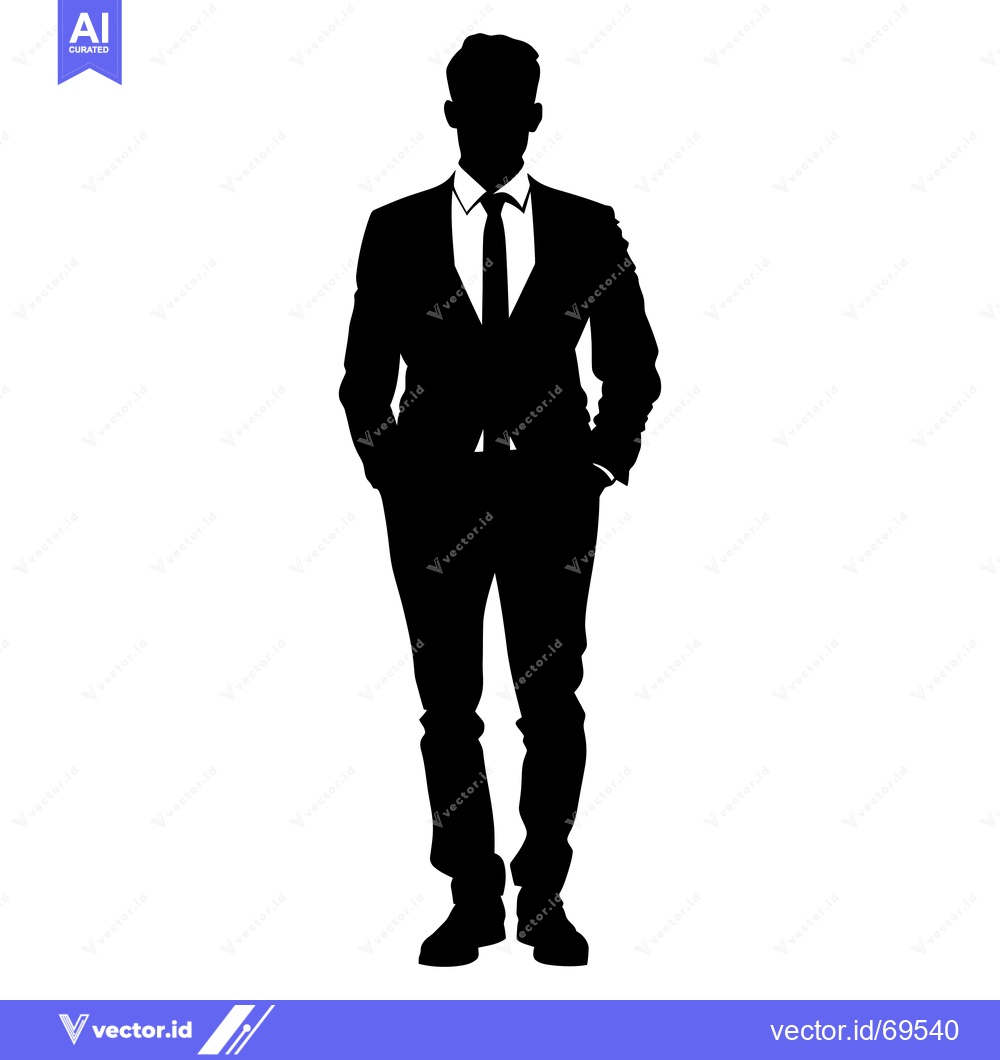 Premium Vector of Silhouette of a Man in a Suit with Hands in Pockets