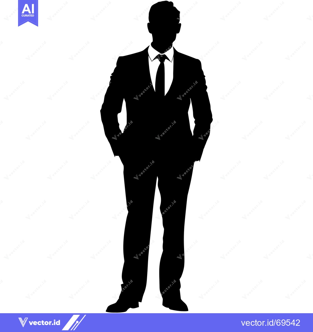 Premium Vector of Silhouette of a Man in a Suit with Hands in Pockets