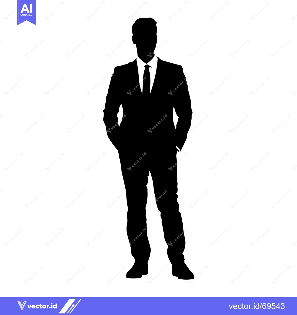 Premium Vector of Silhouette of a Man in a Suit with His Hands in His Pockets