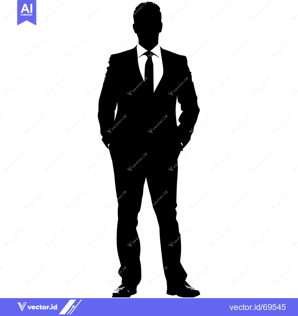 Premium Vector dari Silhouette of a Man in a Suit with Hands in Pockets