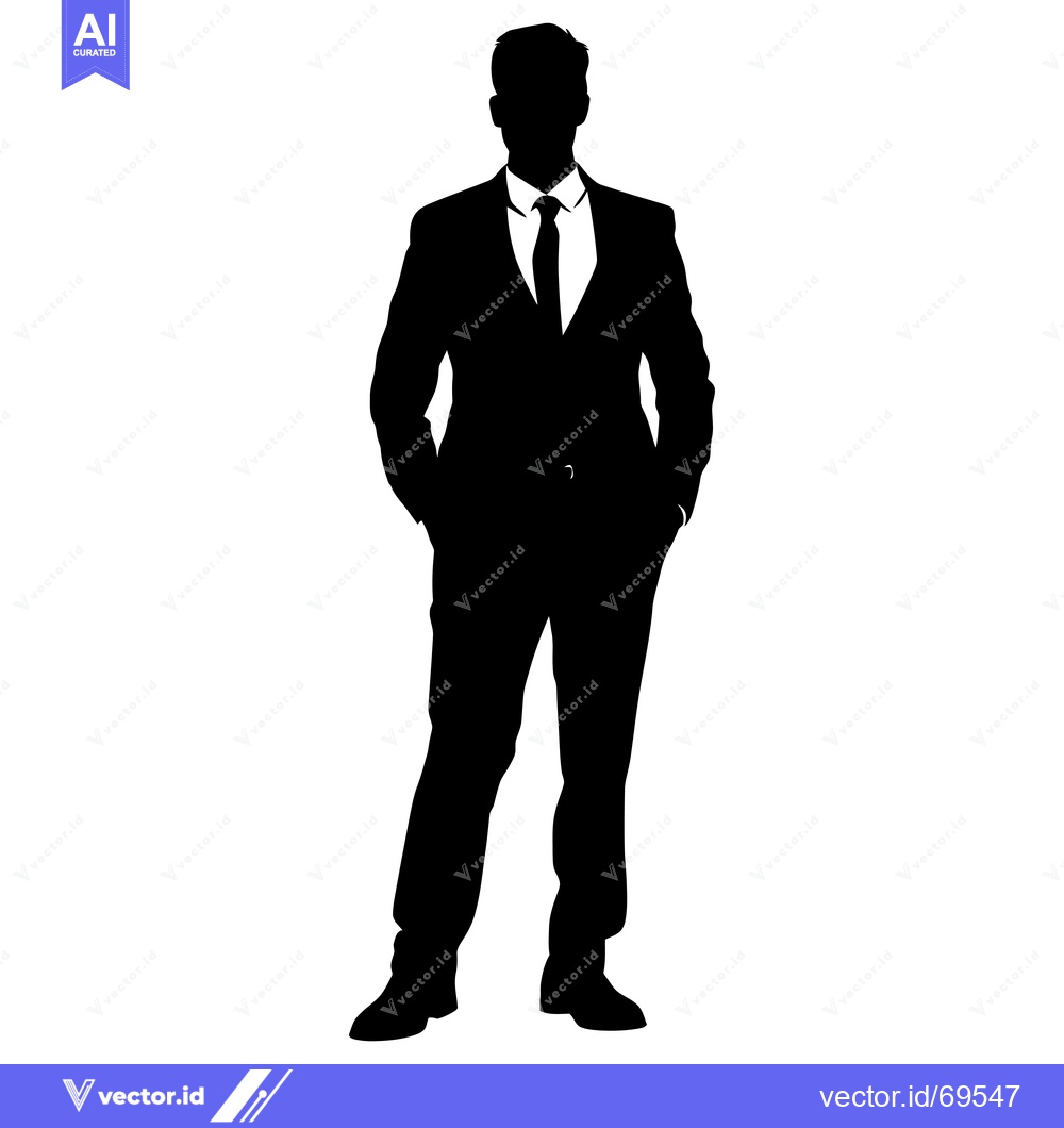Premium Vector dari Silhouette of a Man in a Suit with Hands in Pockets