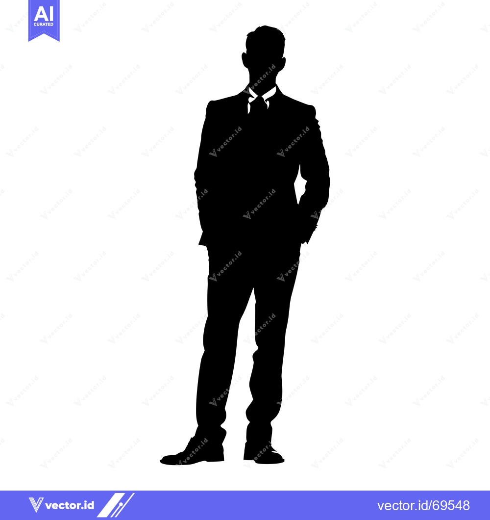 Premium Vector dari Silhouette of a Man in a Suit with Hands in Pockets
