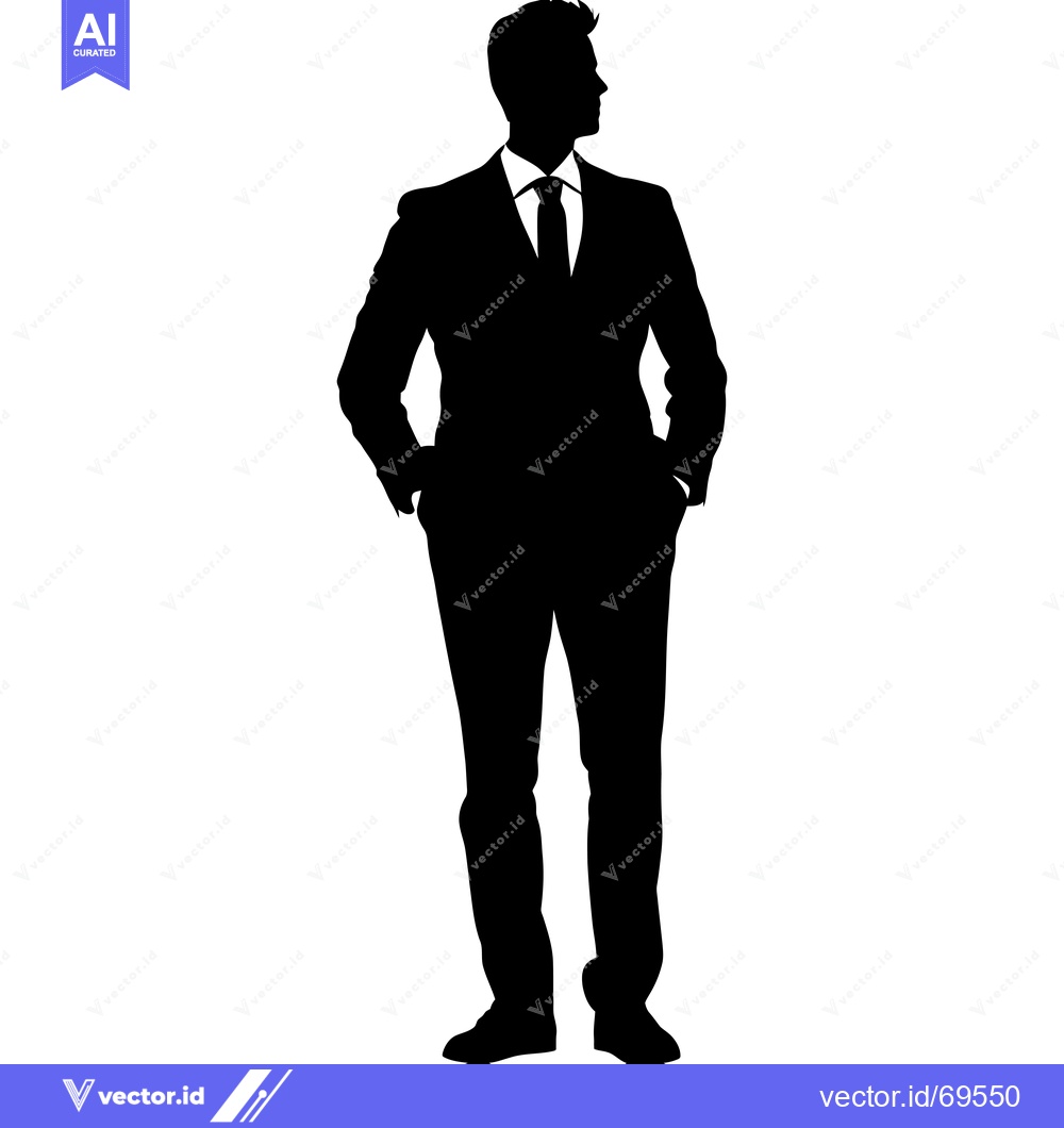 Premium Vector dari Silhouette of a Man in a Suit with Hands in Pockets