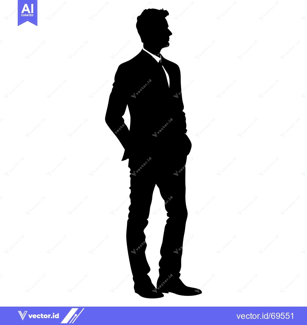 Premium Vector of Silhouette of a Man in a Suit with His Hands in His Pockets