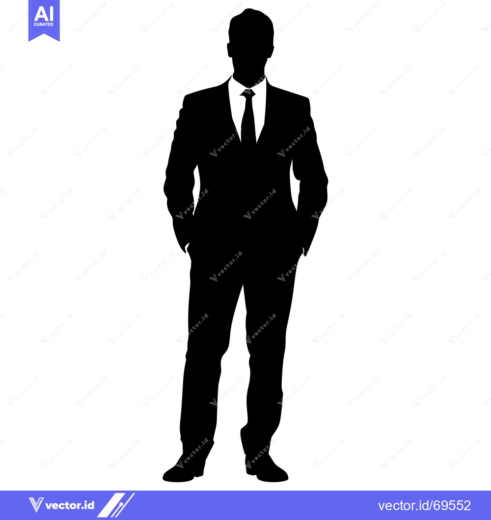 Premium Vector dari Silhouette of a Man in a Suit Standing with His Hands in His Pockets