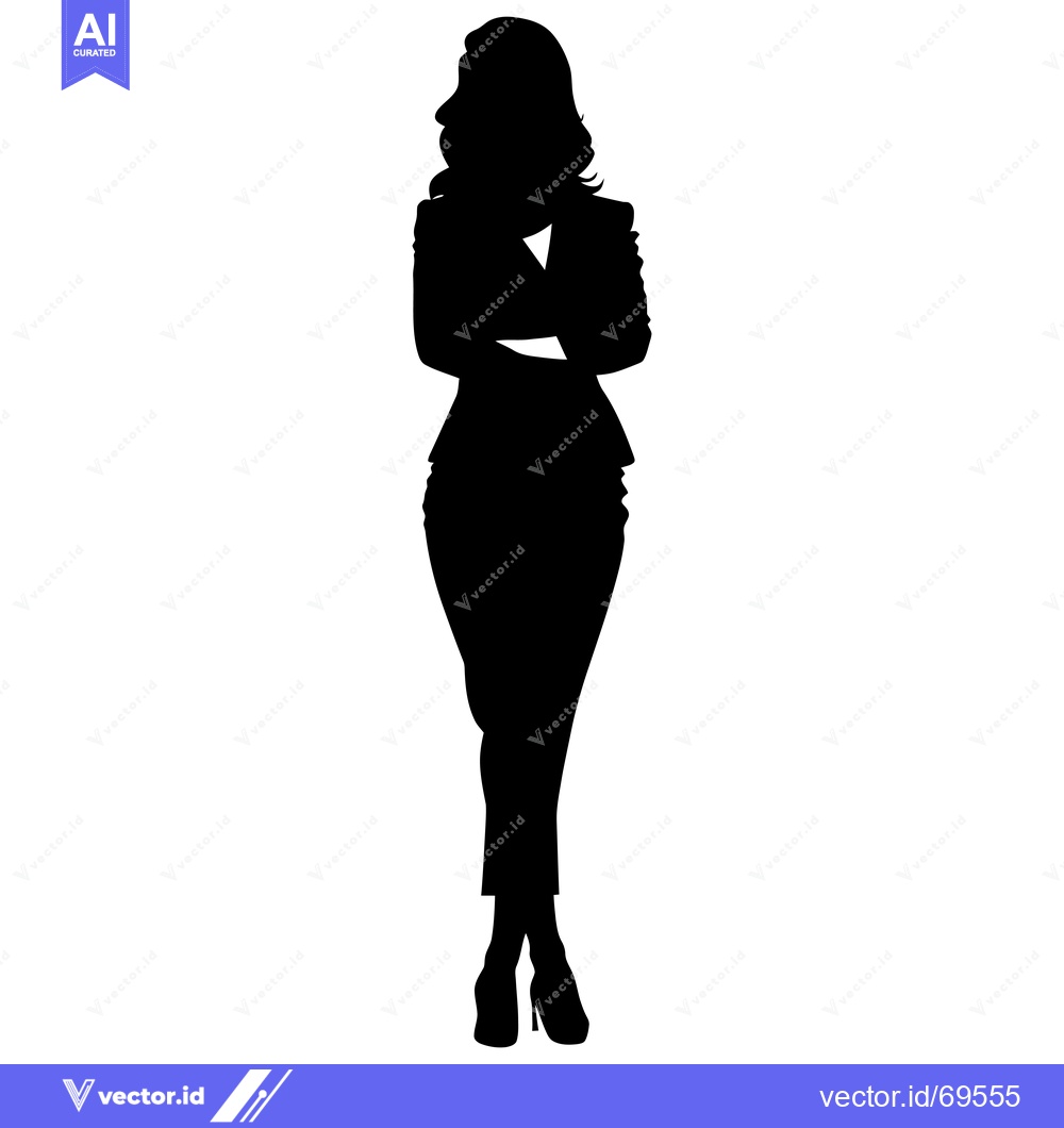 Premium Vector of Silhouette of a Woman in a Suit with Arms Crossed