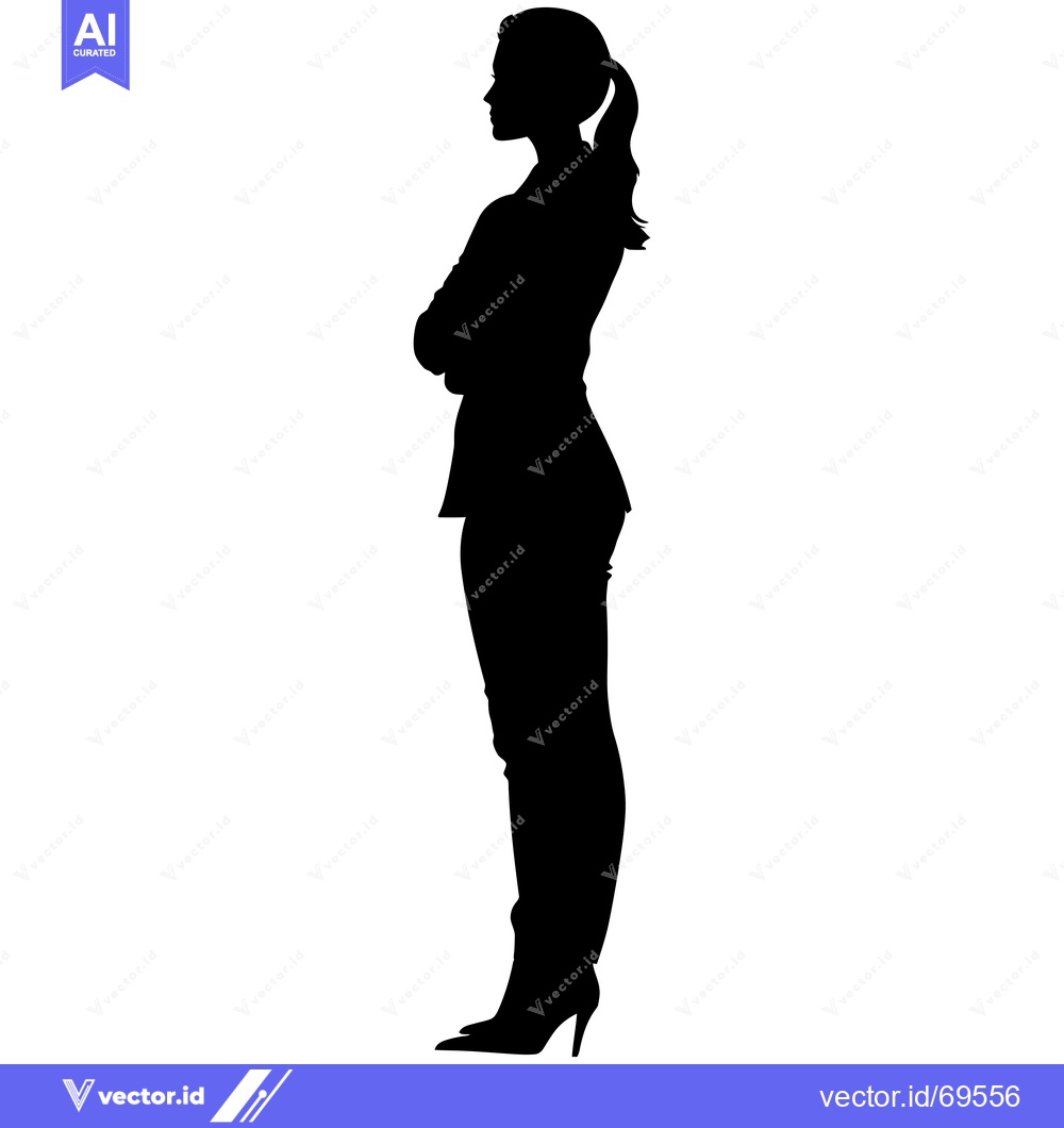 Premium Vector of Silhouette of a Woman in a Jacket and Boots Standing with Arms Crossed