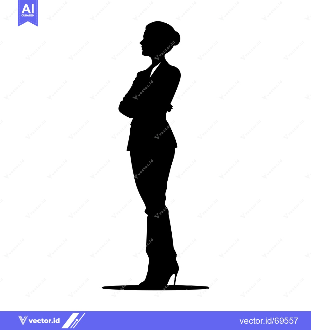Premium Vector dari Silhouette of a woman in a suit with arms crossed