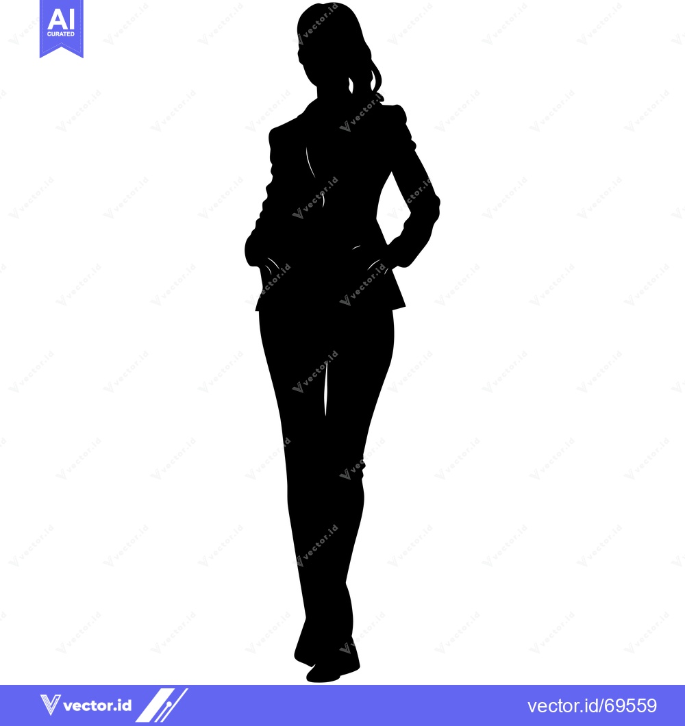 Premium Vector dari Silhouette of a Woman in a Suit Standing with Hands on Hips
