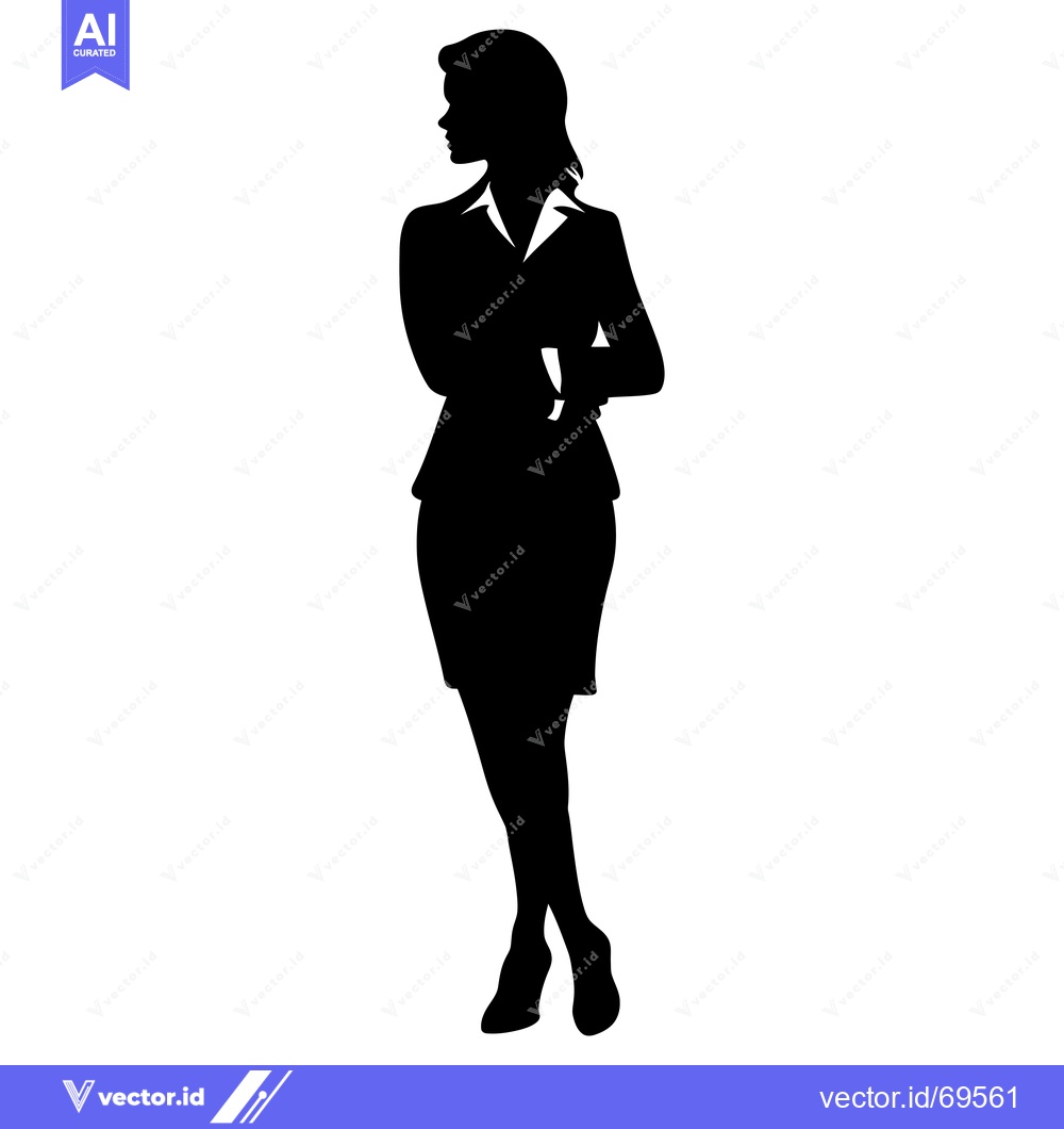 Premium Vector dari Silhouette of a Woman in Business Attire with Hands Folded