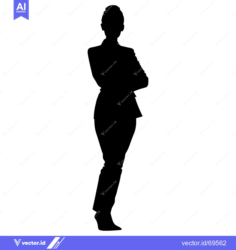 Premium Vector of Silhouette of a woman with arms crossed and a bun in her hair