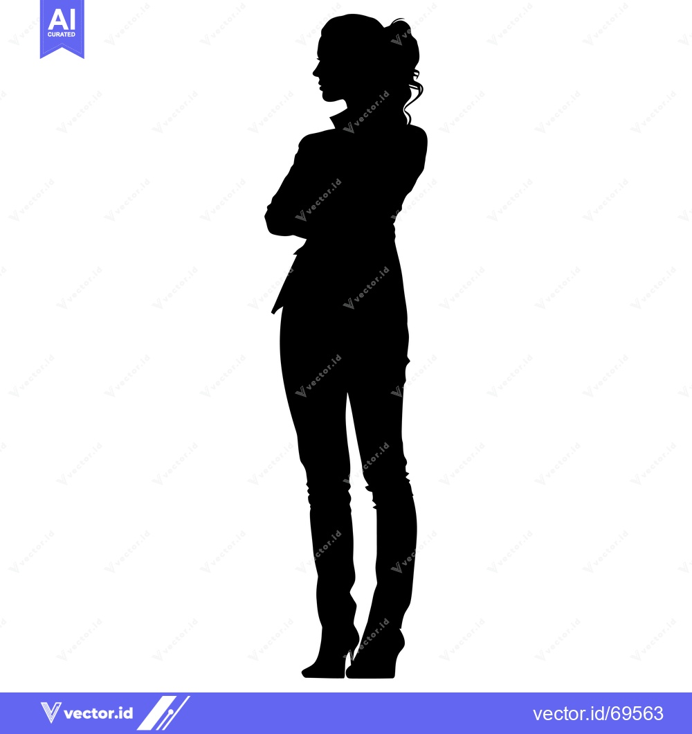 Premium Vector dari Silhouette of a Woman Standing with Arms Crossed