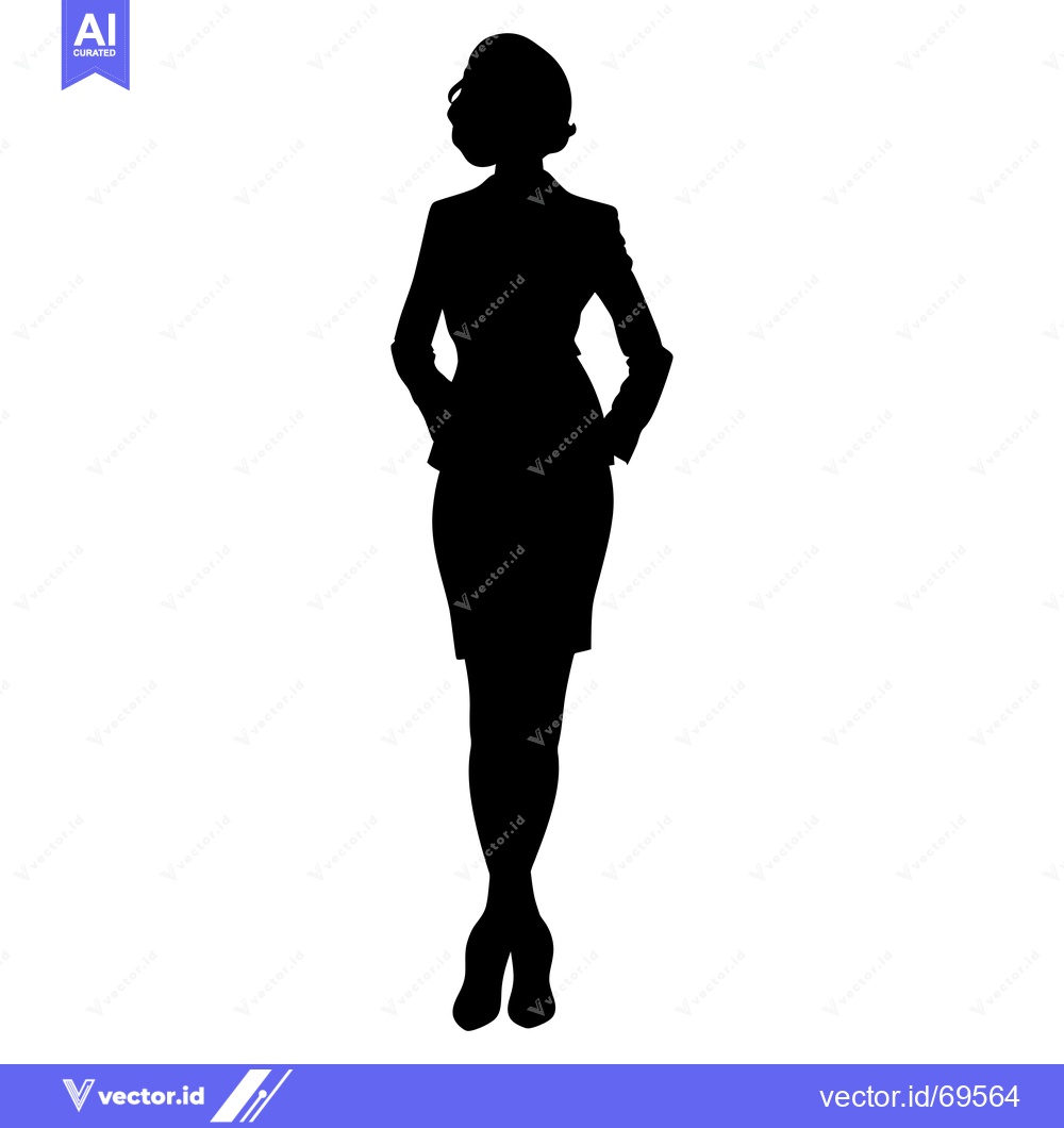 Premium Vector of Silhouette of a Woman Standing with Hands in Pockets