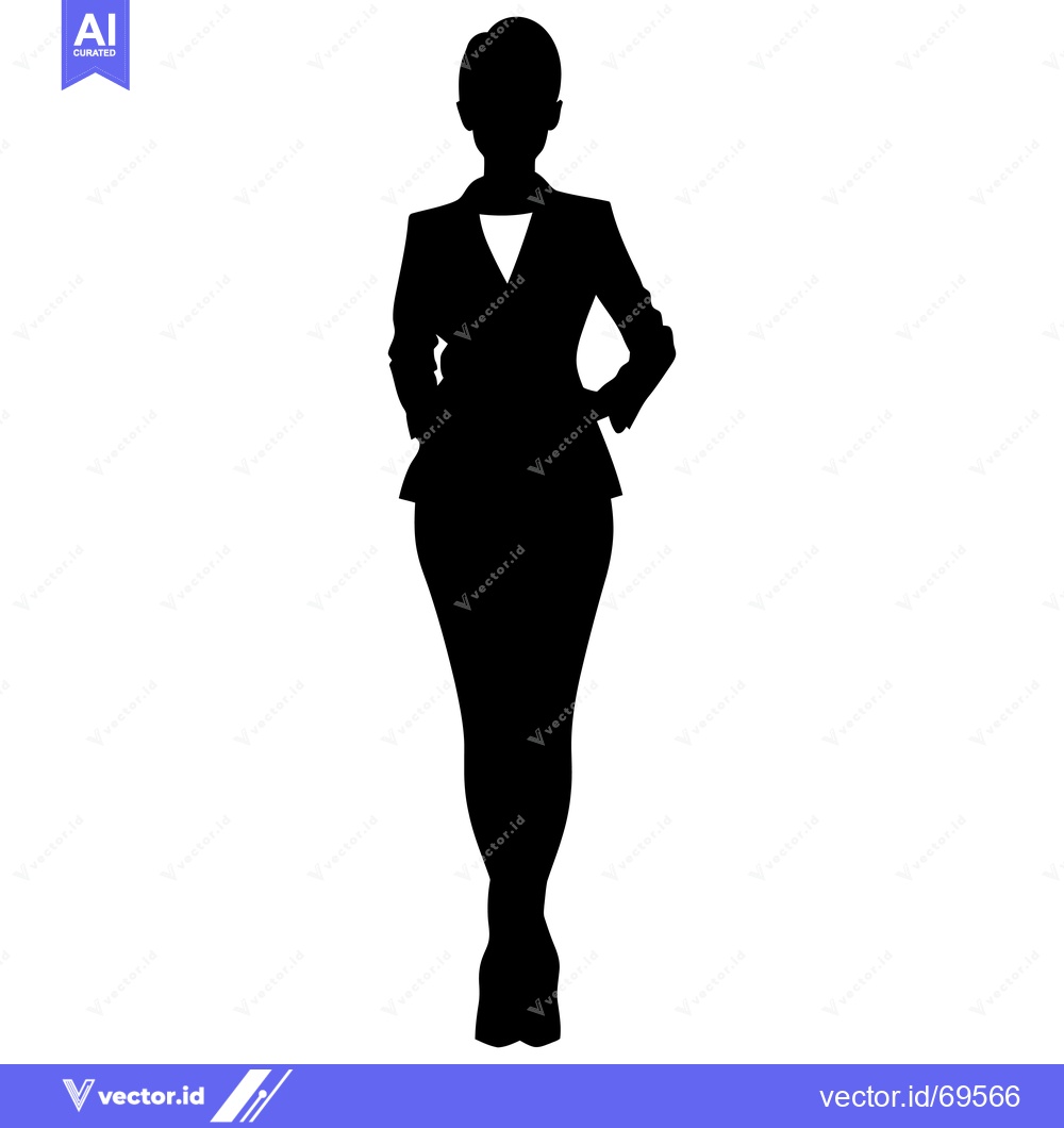 Premium Vector of Silhouette of a Woman in a Suit with Hands on Hips