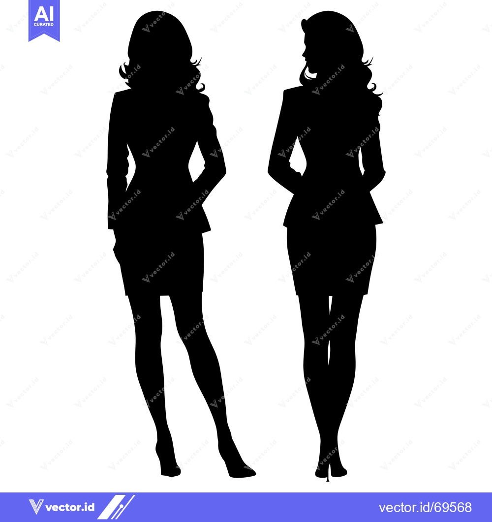 Premium Vector dari Two Female Silhouettes Facing Opposite Directions in Business Attire