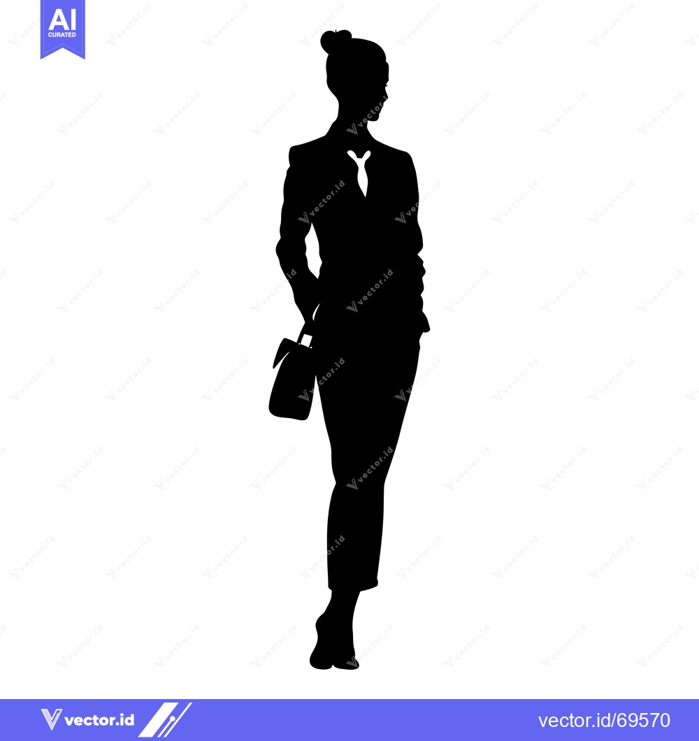 Premium Vector of Silhouette of a woman in a suit with a handbag