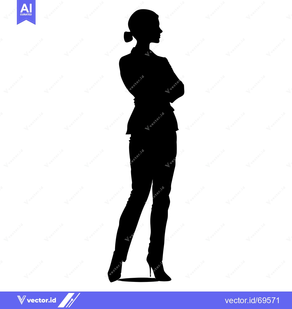 Premium Vector dari Silhouette of a Woman Standing with Arms Crossed