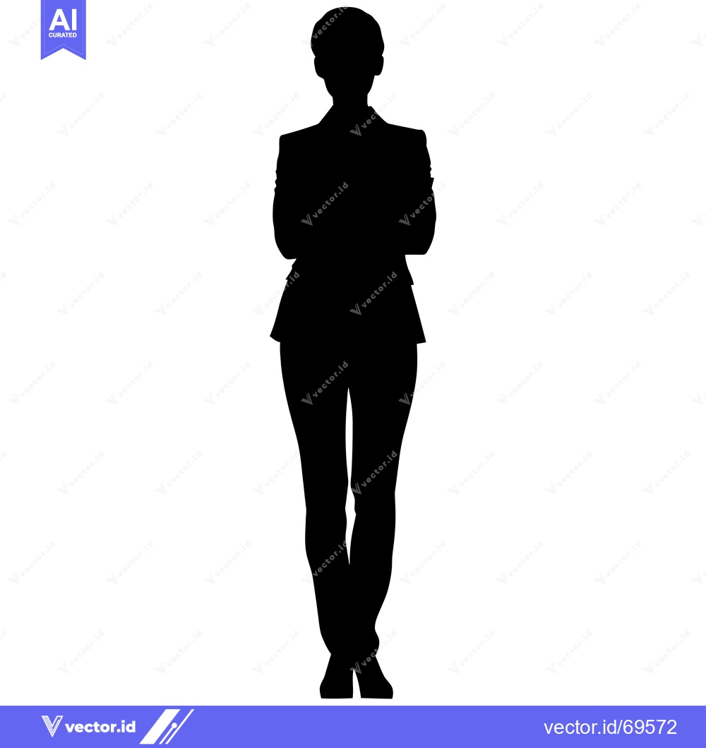 Premium Vector of Silhouette of a Woman in a Suit with Arms Crossed