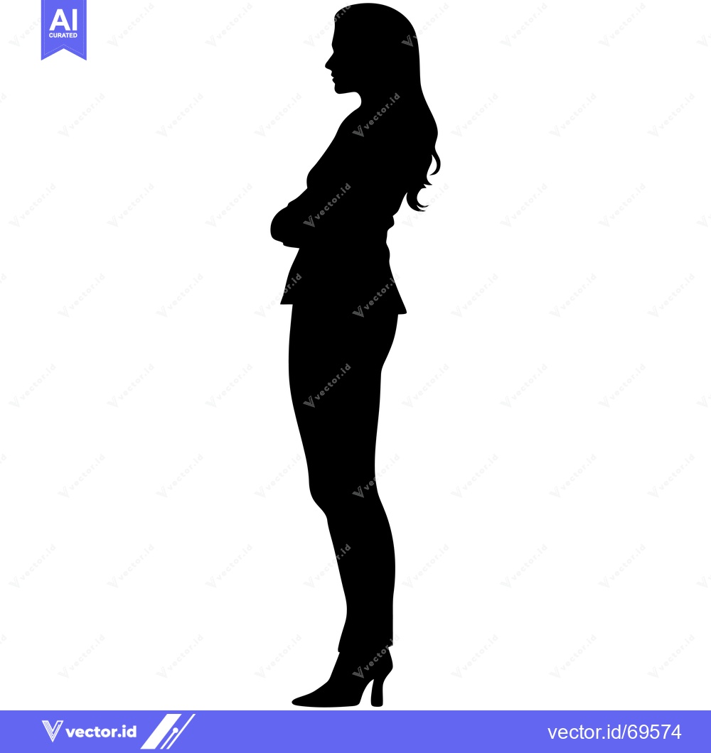 Premium Vector of Silhouette of a Woman Standing with Arms Crossed