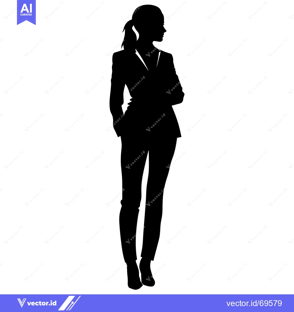 Premium Vector of Silhouette of a Woman in a Suit Standing with Arms Crossed