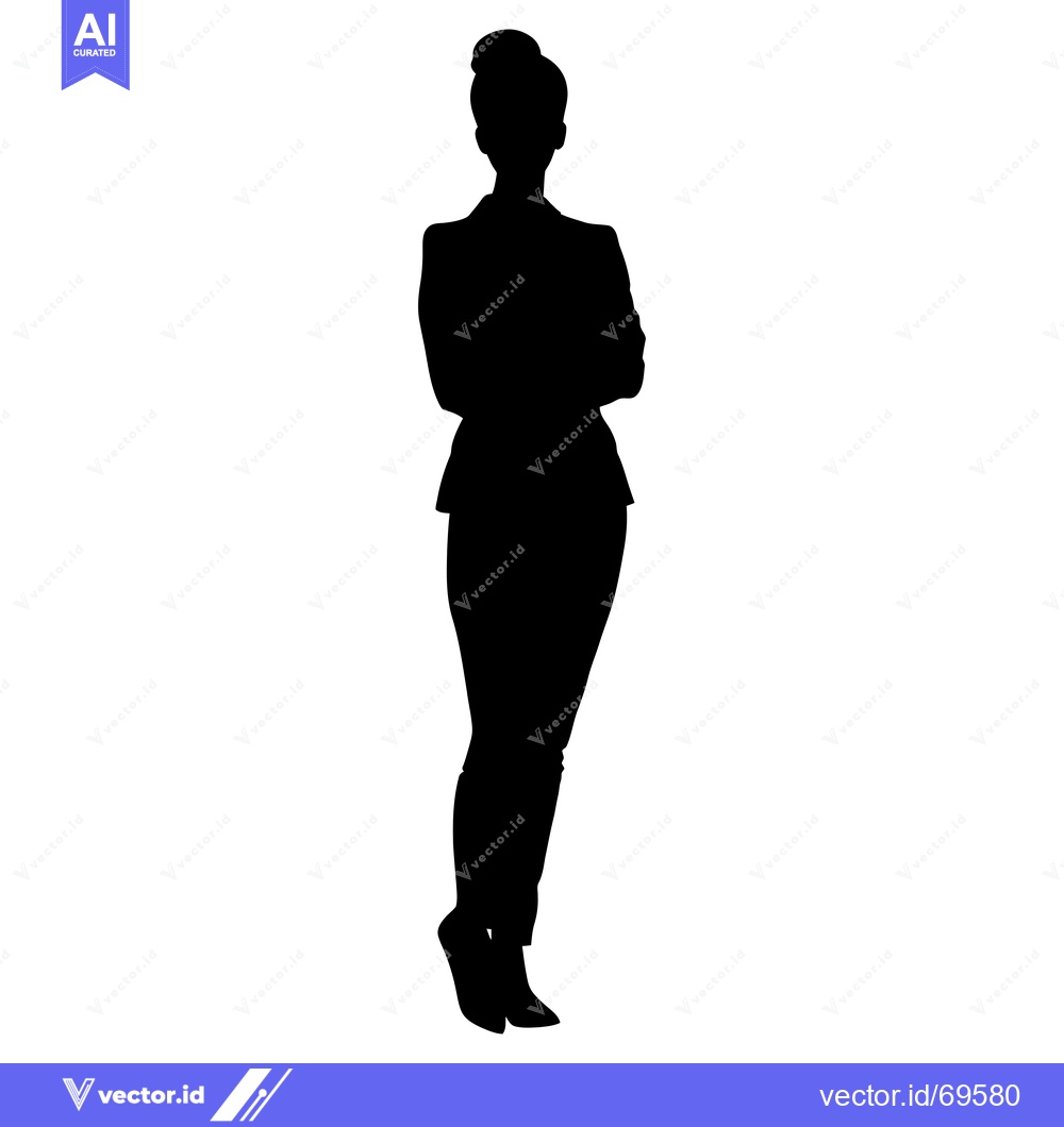 Premium Vector of Silhouette of a Woman in a Suit Standing with Arms Crossed