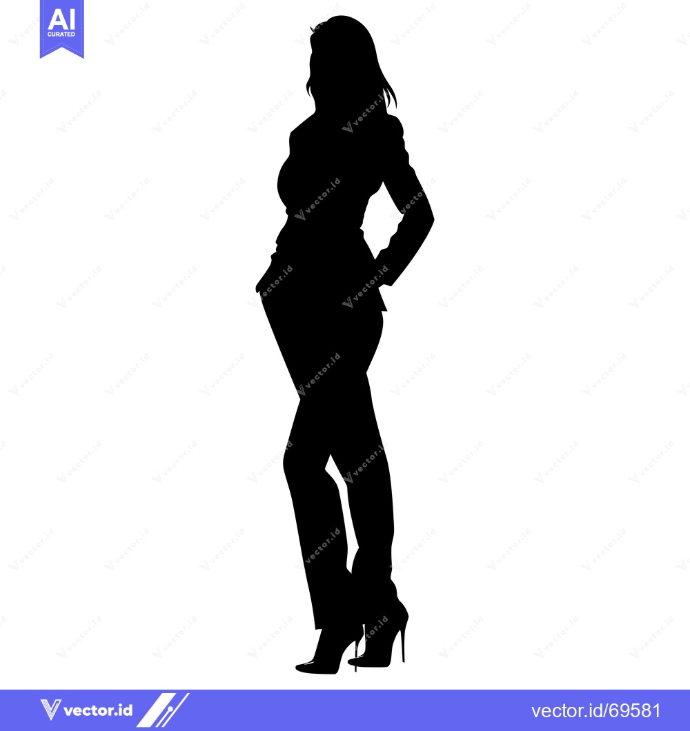 Premium Vector dari Silhouette of a woman in a suit standing with her hand on her hip