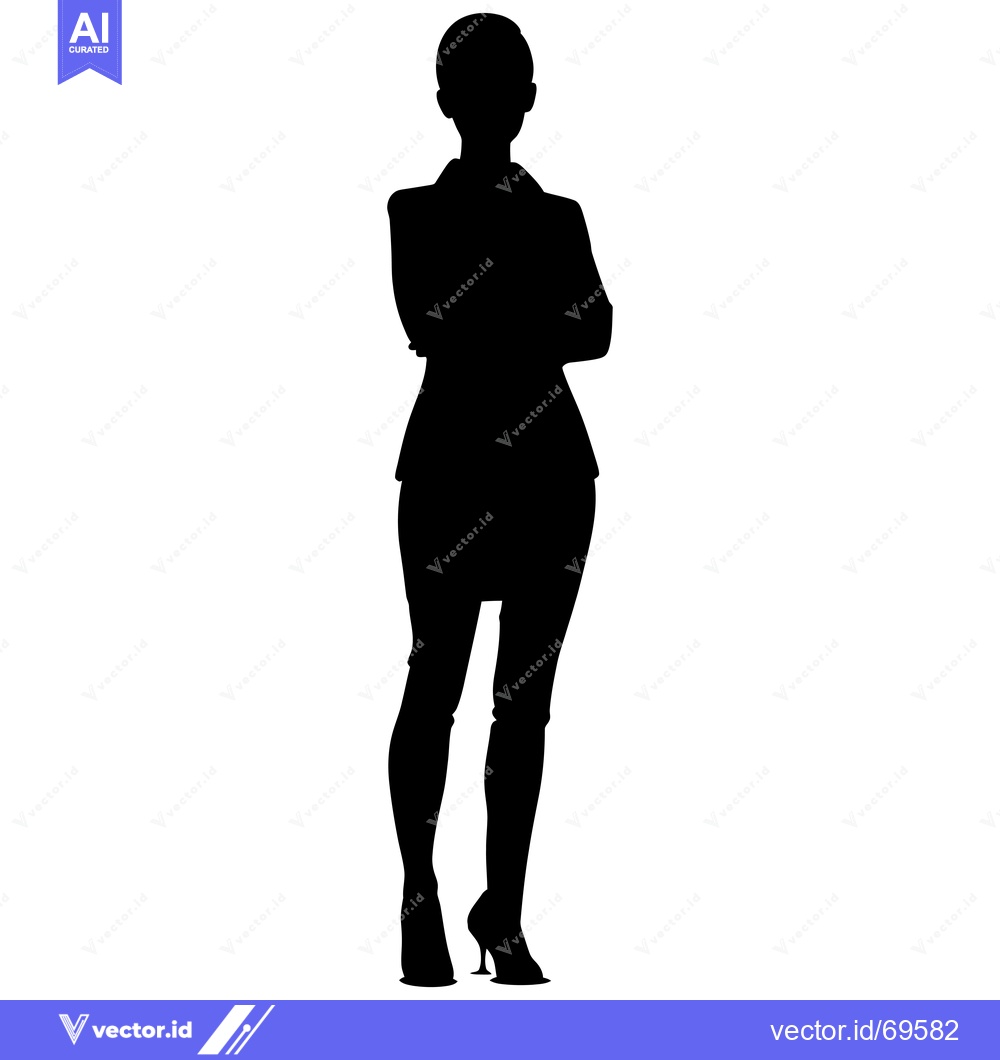 Premium Vector of Silhouette of a woman in a business suit standing with her arms crosse