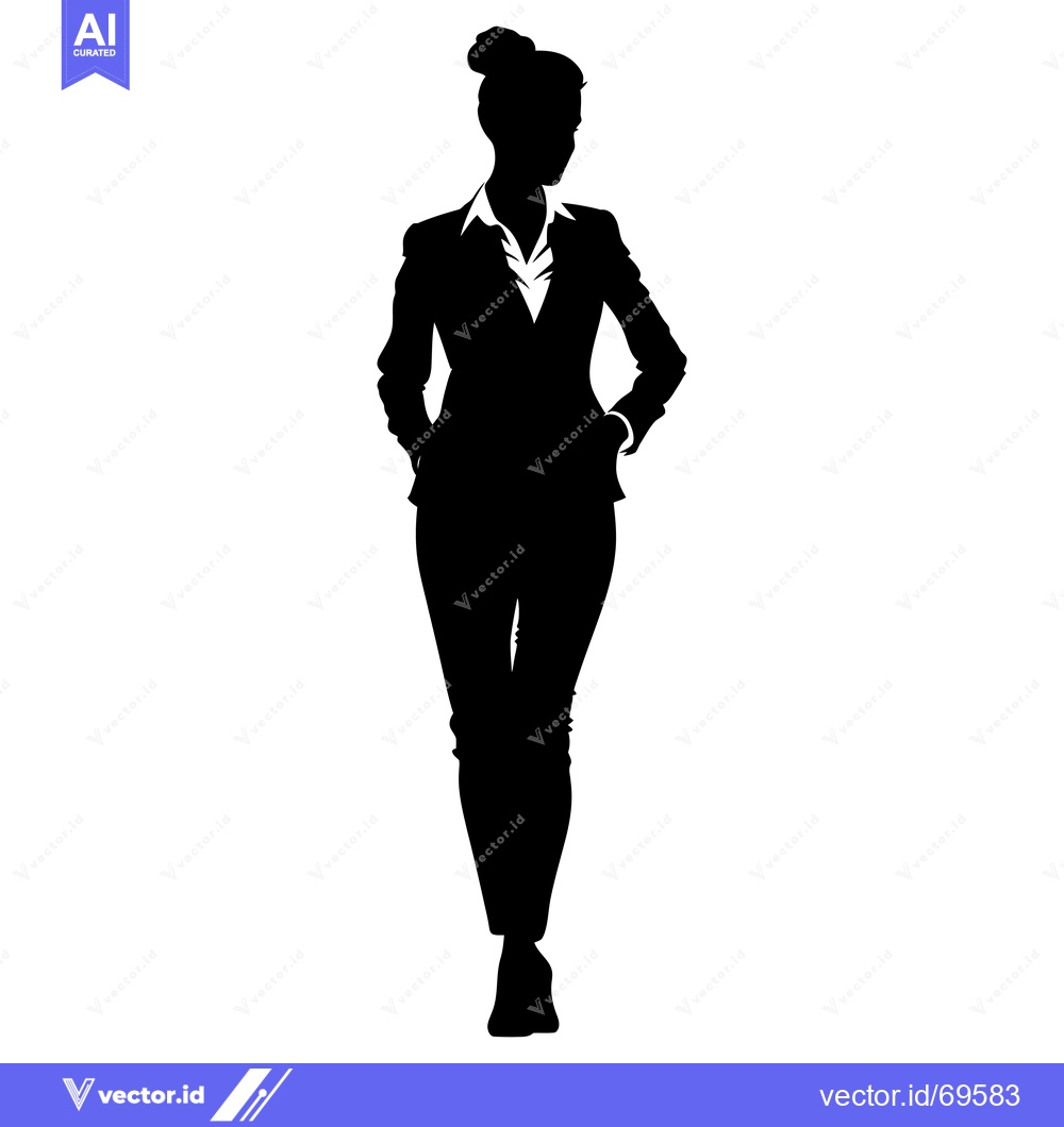 Premium Vector of Silhouette of a Woman in a Suit with Hands in Pockets