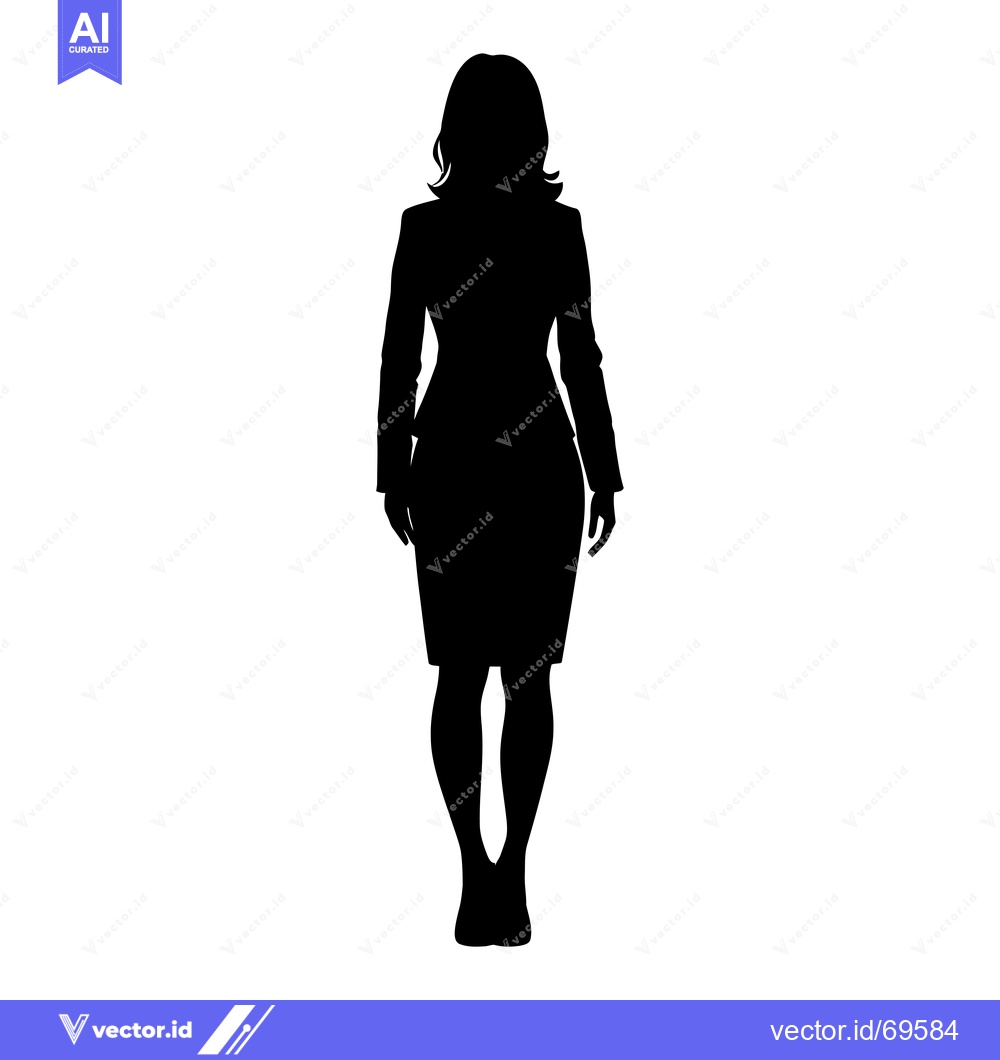 Premium Vector dari Silhouette of a Woman in a Dress Standing Against a White Background