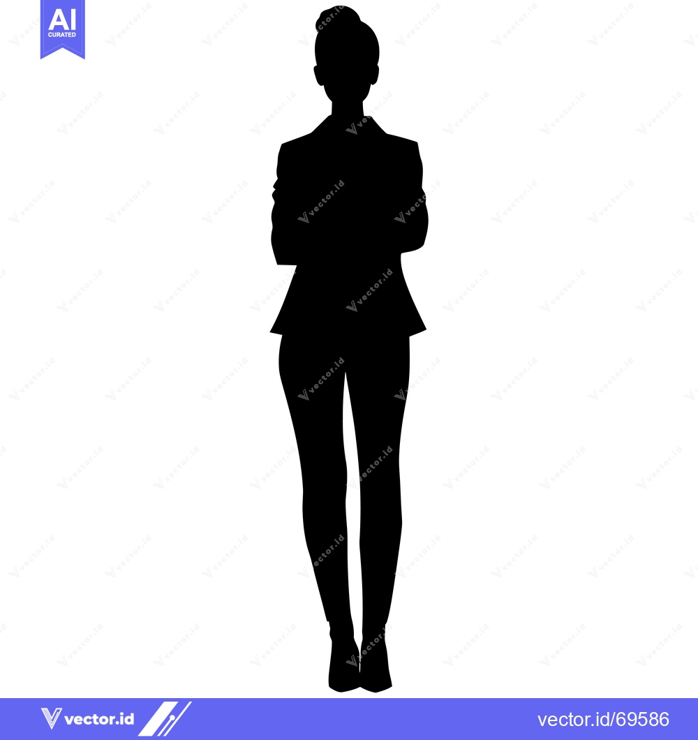 Premium Vector of Silhouette of a Woman in a Suit with Arms Crossed
