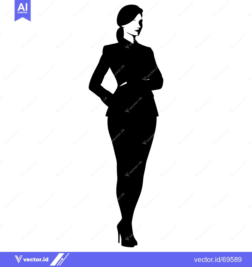 Premium Vector dari Silhouette of a Woman in a Suit Standing with Arms Crossed