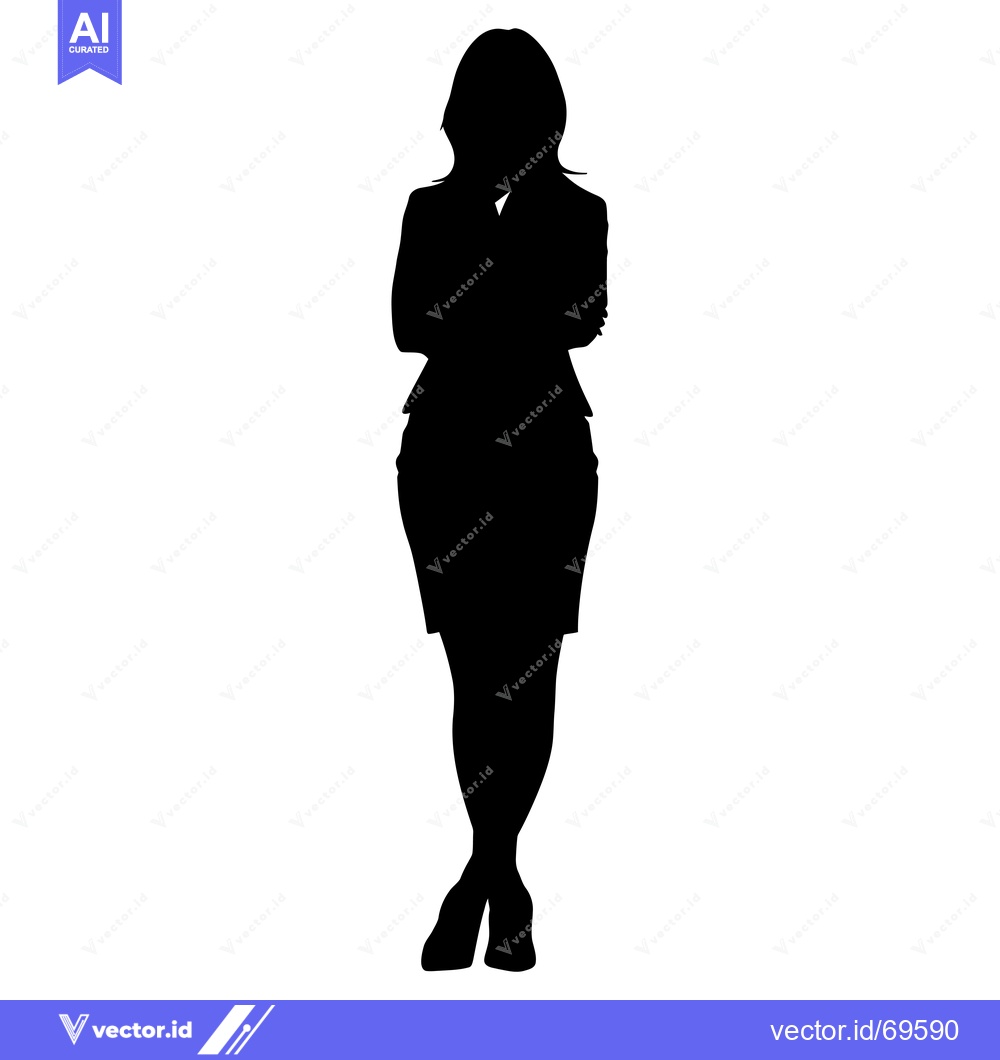Premium Vector of Silhouette of a Woman in a Suit Standing with Arms Crossed