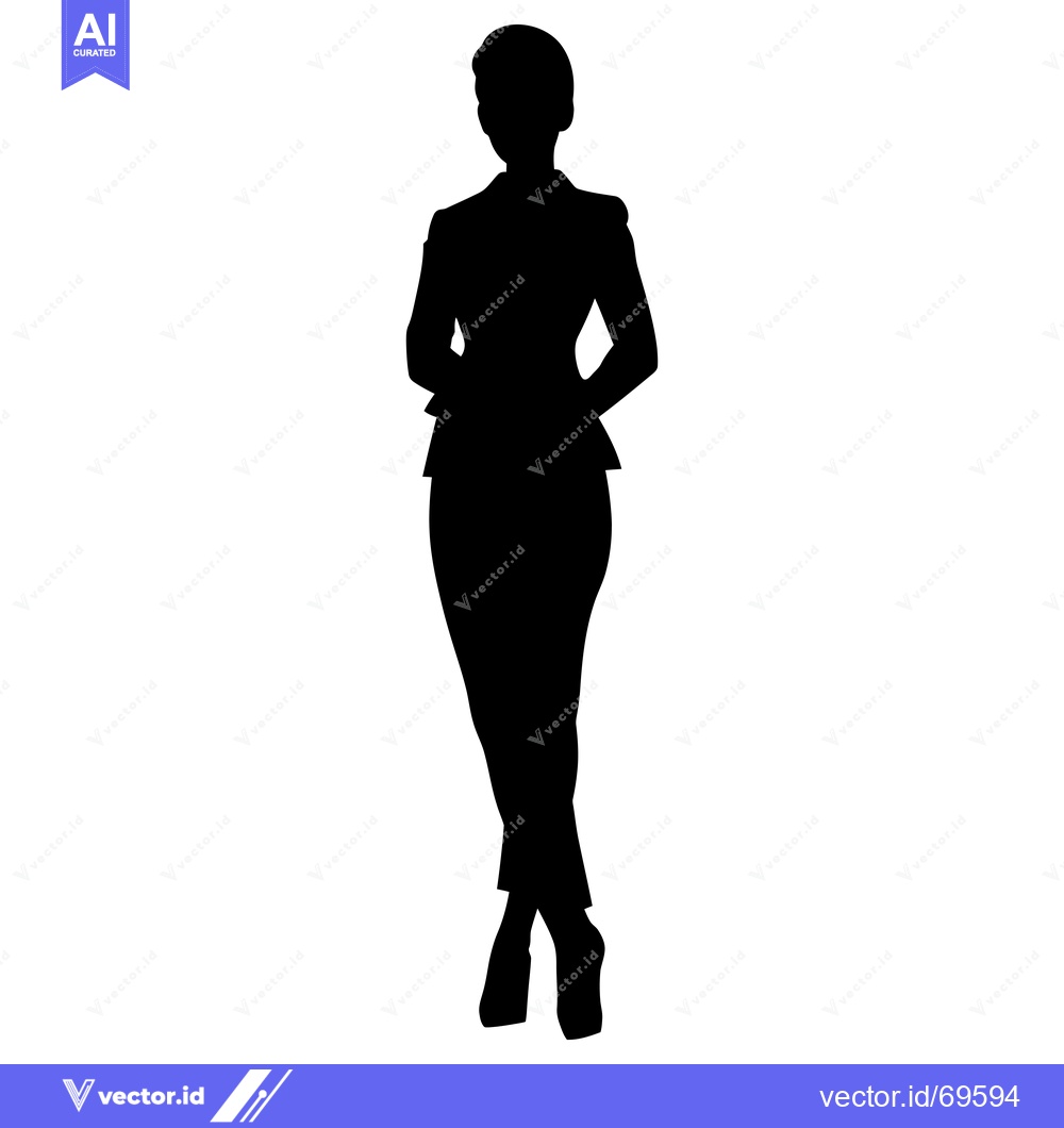 Premium Vector of Silhouette of a Woman in a Suit Standing with Hands Behind Her Back