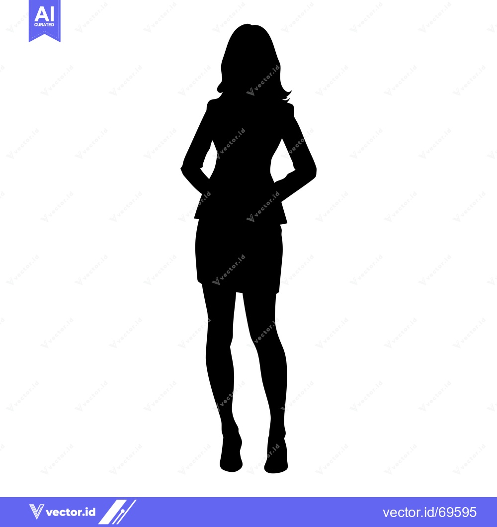 Premium Vector of Silhouette of a Woman in a Business Suit Standing with Hands on Hips