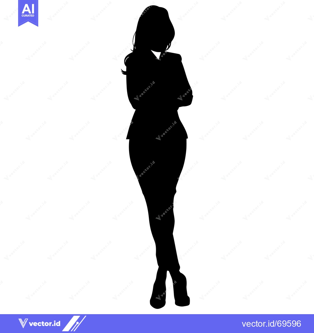 Premium Vector of Silhouette of a Woman in a Suit Standing with Arms Crossed