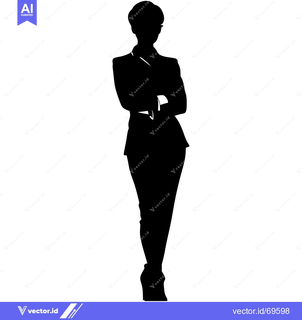 Premium Vector dari Silhouette of a Woman in a Suit with Arms Crossed
