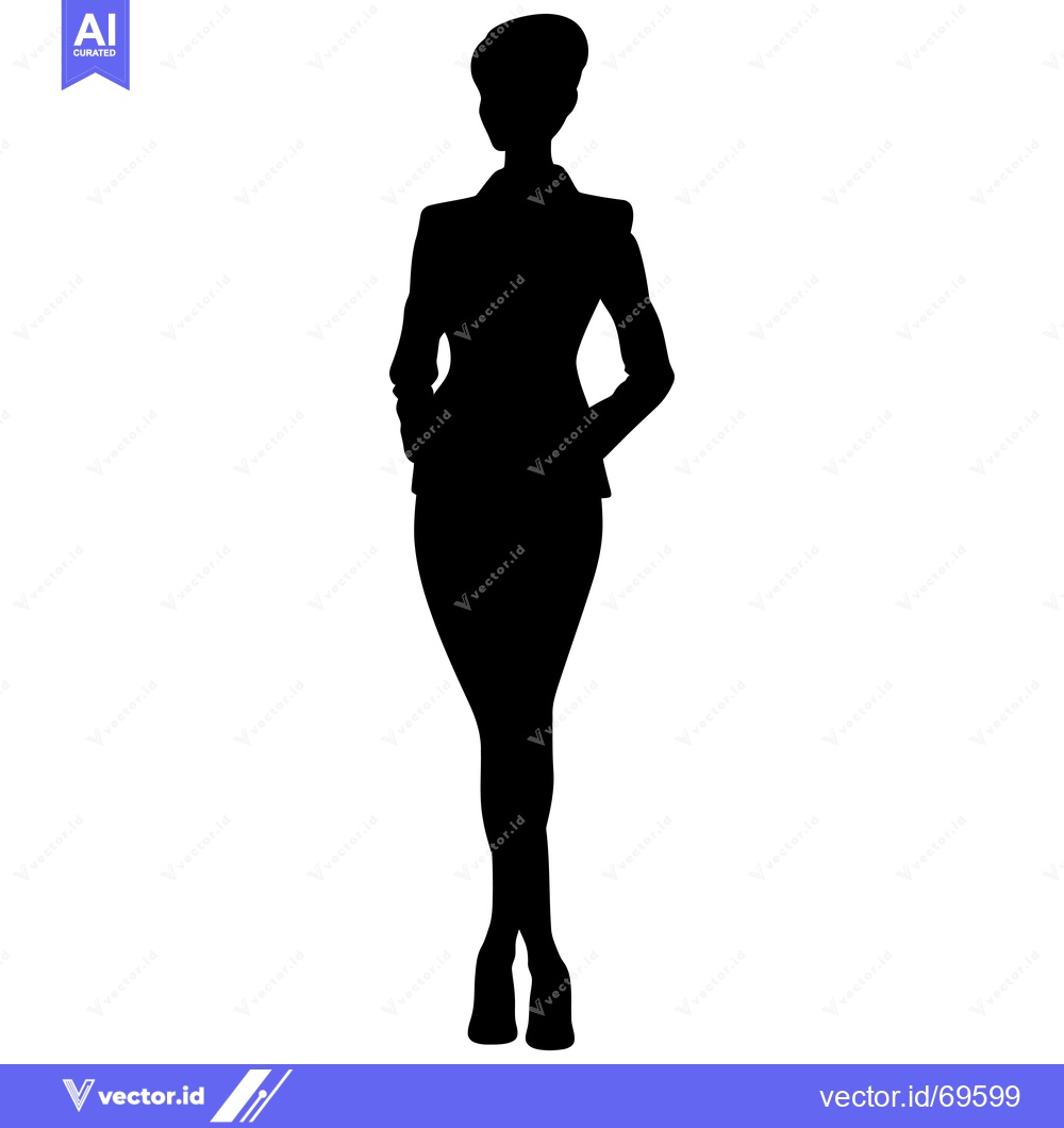 Premium Vector of Silhouette of a Woman in a Suit Standing with Hands on Hips