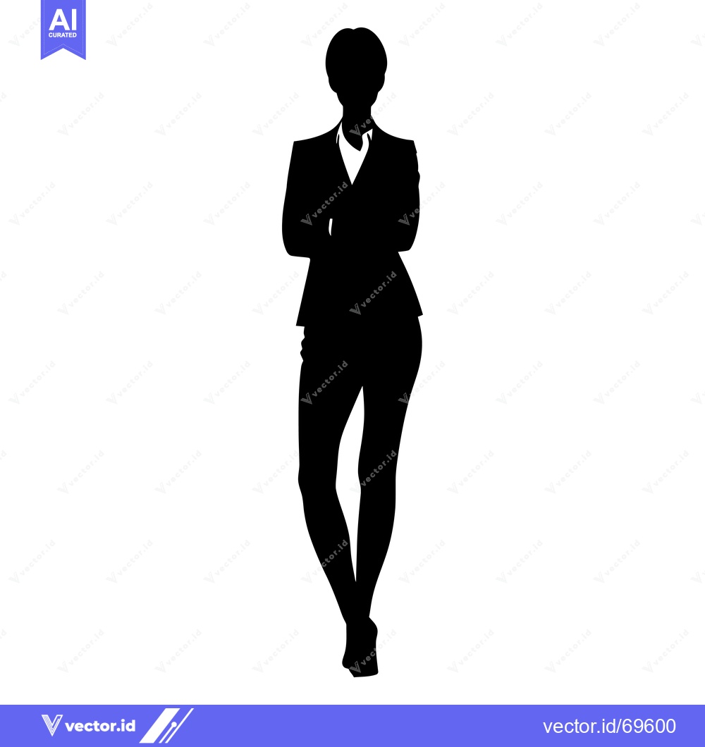 Premium Vector of Silhouette of a Woman in a Suit with Arms Crossed