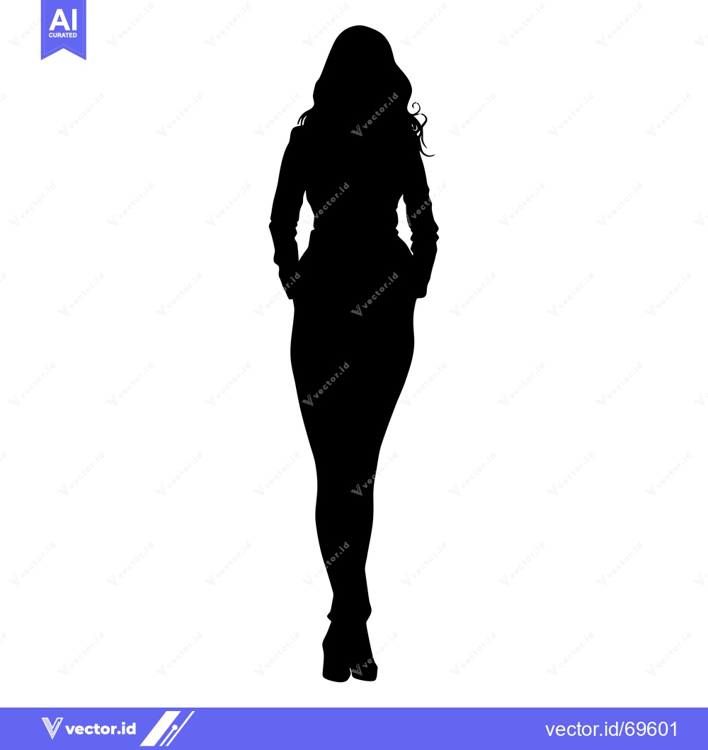 Premium Vector dari Silhouette of a Woman Standing with Hands in Pockets