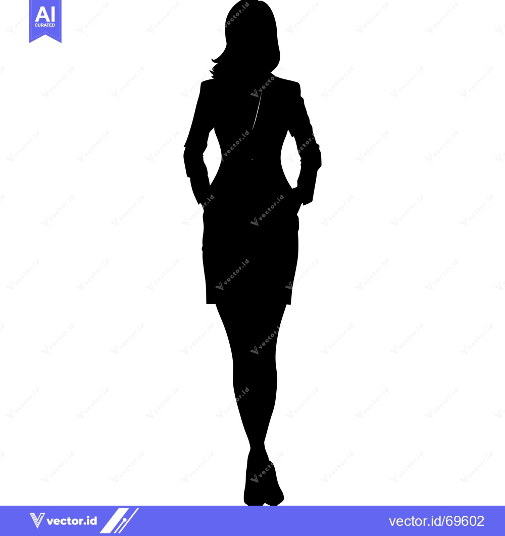 Premium Vector of Silhouette of a Woman in a Suit with Hands in Pockets