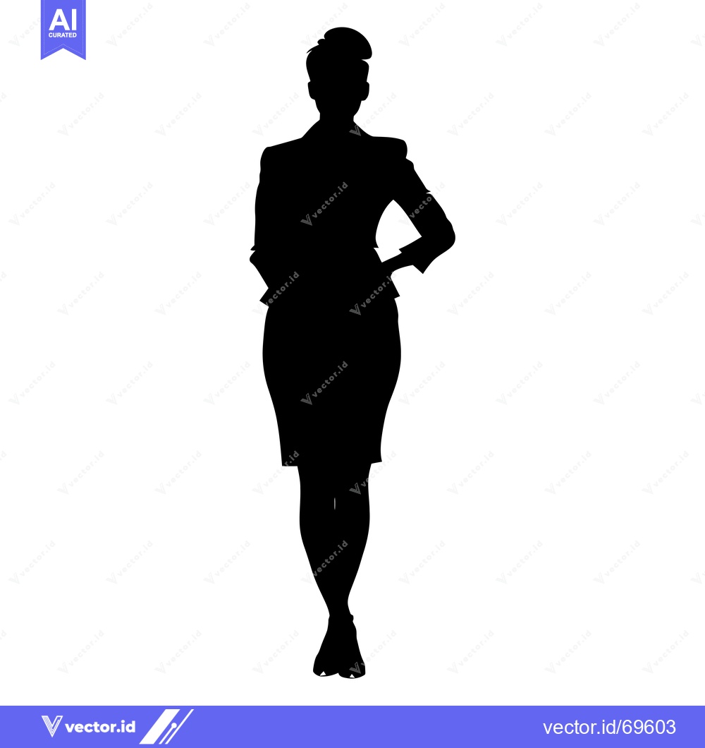 Premium Vector of Silhouette of a Woman in a Business Suit Standing with One Hand on Her